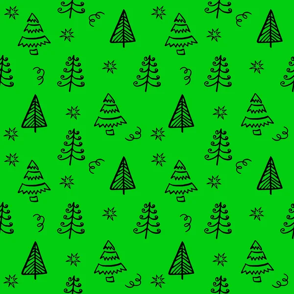 Vector Green Seamless Pattern Christmas Tree Vector Illustration — ストックベクタ