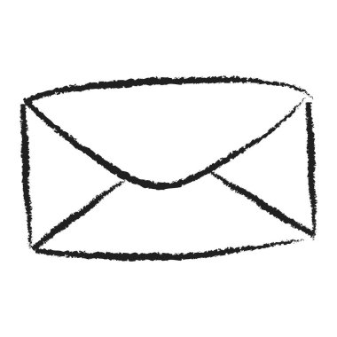 Elle çizilmiş kapalı zarf. Gelen mesajı okuma. Çizgi film çizimi. Vektör çizimi. Tebrik kartları, posterler, amblemler için dekorasyon. Vektör illüstrasyonu
