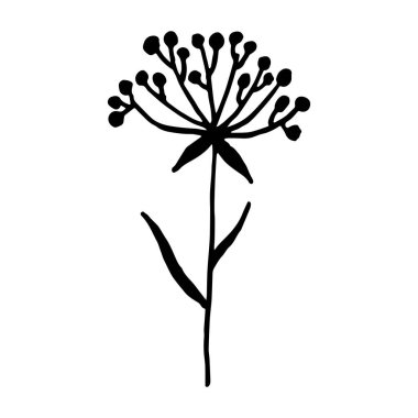 Vektör karalama soyut çiçek silueti, çiçek elementi. Vektör illüstrasyonu