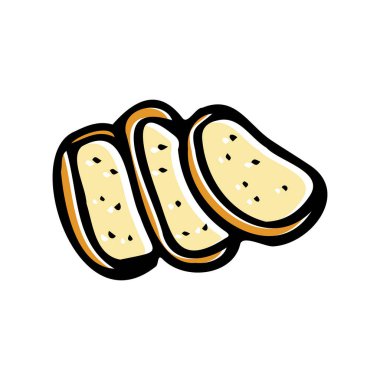 El çizimi Sketchy Dilimlenmiş Fransız ekmeği, ekmek. Vektör illüstrasyonu