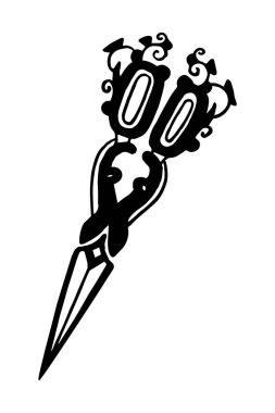 Klasik makasın elle çizilmiş bir tasviri. Vektör çizimi beyaz arkaplanda izole edildi. Vektör illüstrasyonu