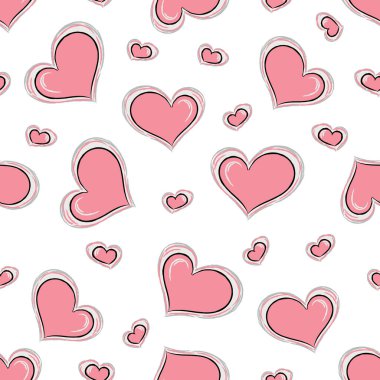 Tekrarlanan pembe kalpler. Sevimli, romantik, kusursuz bir model. Sonsuz baskı. Vektör çizimi. Vektör illüstrasyonu