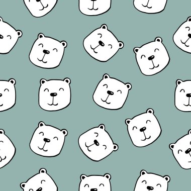 Kutup ayısı kusursuz arka plan tekrarlayan desen, duvar kâğıdı arka plan, şirin, pürüzsüz desen arka plan. Vektör illüstrasyonu