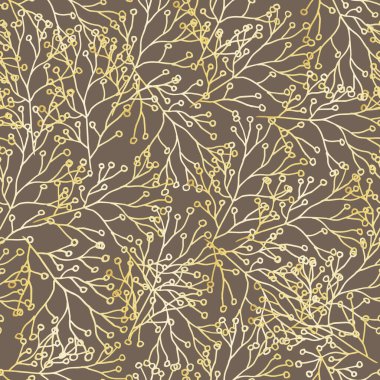 Abstract nature background. Botanical flowers seamless pattern. Hand drawn foliage in line flat style. Leafage silhouettes. Outline contour drawing. Good for fashion, textile, fabric. Vector