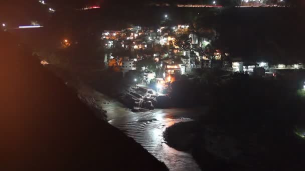 Noite do Ganges Devprayag Índia Alaknanda — Vídeo de Stock