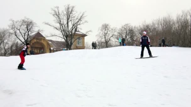 Snowboard Çift — Stok video