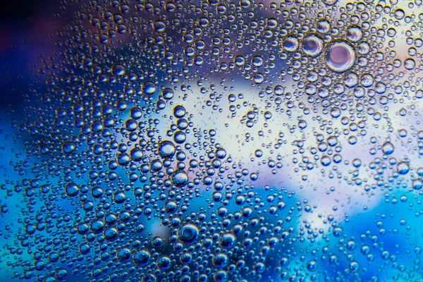 Bubbels Olie Water Blauwe Witte Kleur Abstracte Achtergrond — Stockfoto