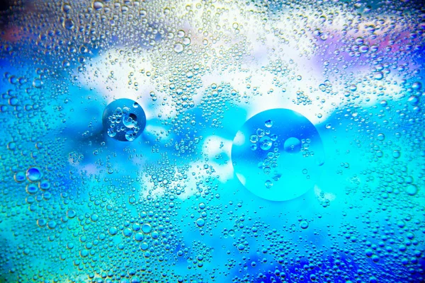 Bubbels Olie Water Blauwe Witte Kleur Abstracte Achtergrond — Stockfoto