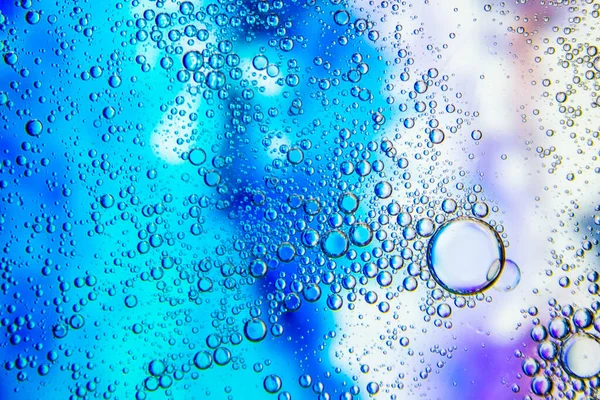 Bolle Olio Acqua Sfondo Astratto Colore Blu Bianco — Foto Stock