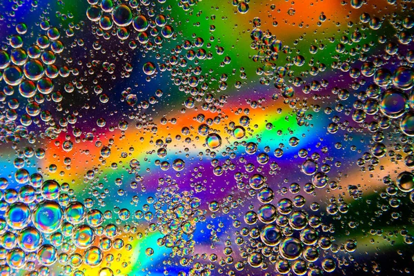 Bubbels Olie Water Een Regenboog Abstracte Macro Achtergrond — Stockfoto