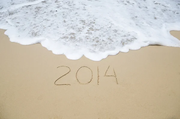 Number 2014 on the beach — Stock Photo, Image