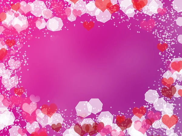 Background with frame from hearts and bokeh — Stock Photo, Image