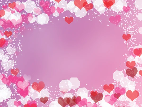 Background with frame from hearts and bokeh — Stock Photo, Image