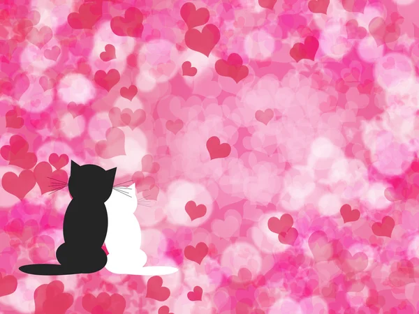 Valentine's background with cats — Stock Photo, Image