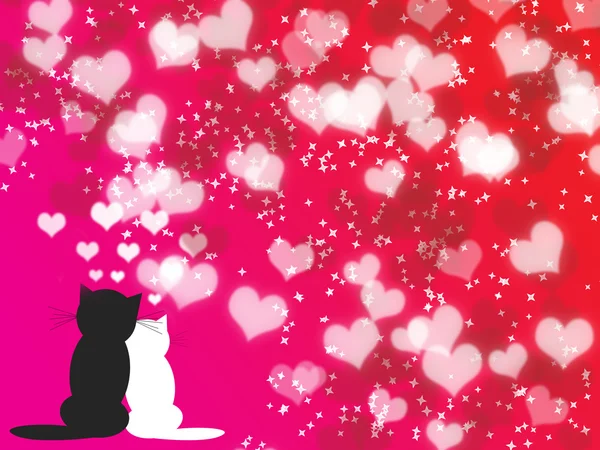 猫とバレンタインの背景 — ストック写真