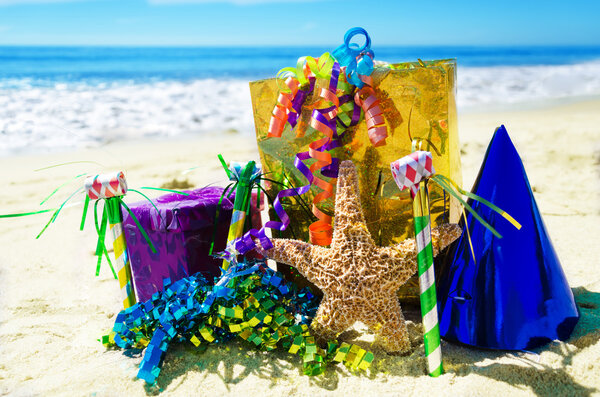 Birthday decorations on the beach