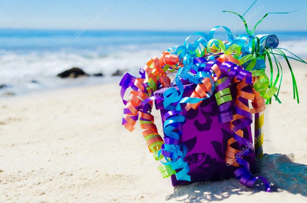 Birthday decorations on the beach