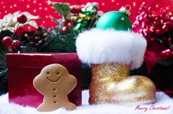 Gingerbread man with boot — Stock Photo, Image