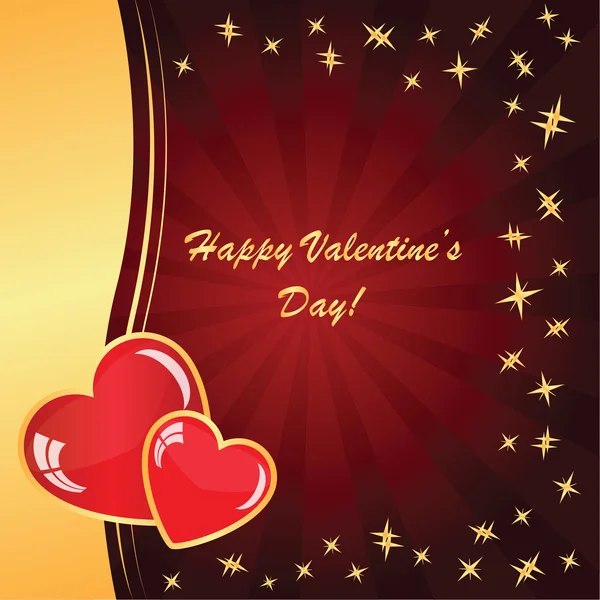 Valentine's background with two hearts with stars — Stock Photo, Image