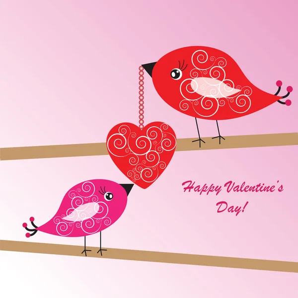 Valentine's background with birds and heart — Stock Photo, Image