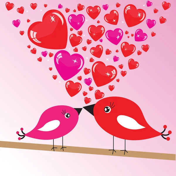 Kuşlar ve kalpleri Valentine's arka plan — Stok fotoğraf