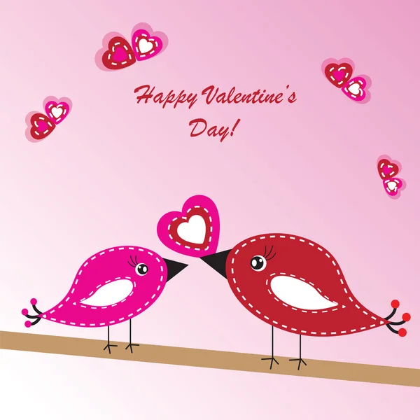 Valentine's background with birds and heart — Stock Photo, Image