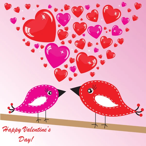 Valentine's background with birds and hearts — Stock Photo, Image
