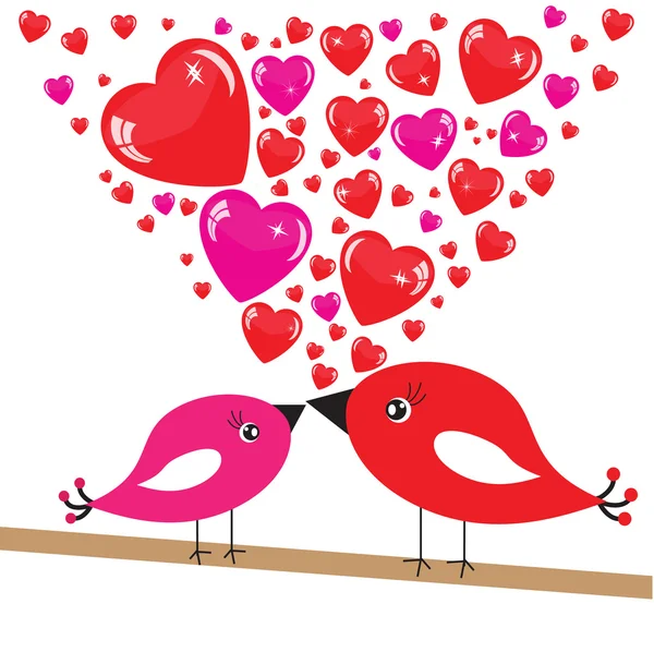 Valentine's background with birds and hearts — Stock Photo, Image