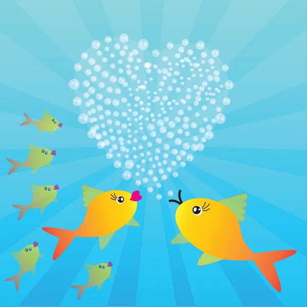 Valentine's background with fishes and heart — Stock Photo, Image
