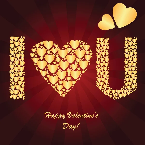 Valentine's background with golden hearts — Stock Photo, Image