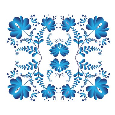 gzhel stilinde mavi çiçekler