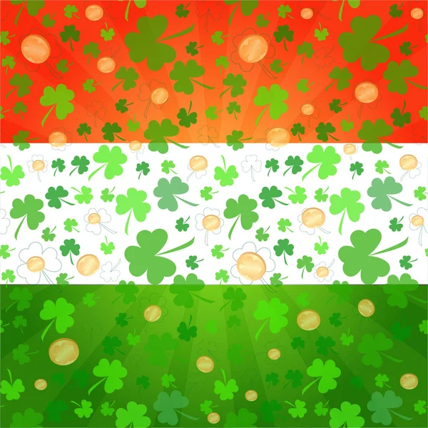 Clovers and coins background on St. Patrick's Day — Stock Photo, Image