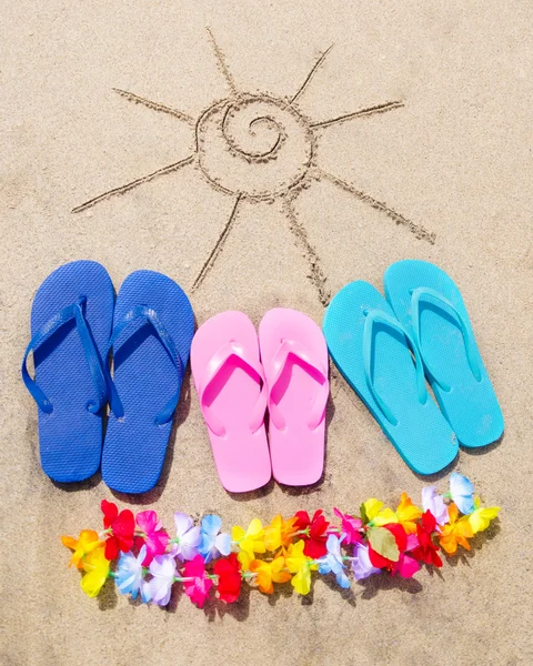 Summer background with flip flops — Stock Photo, Image