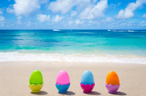 Easter eggs on the beach — Stock Photo, Image