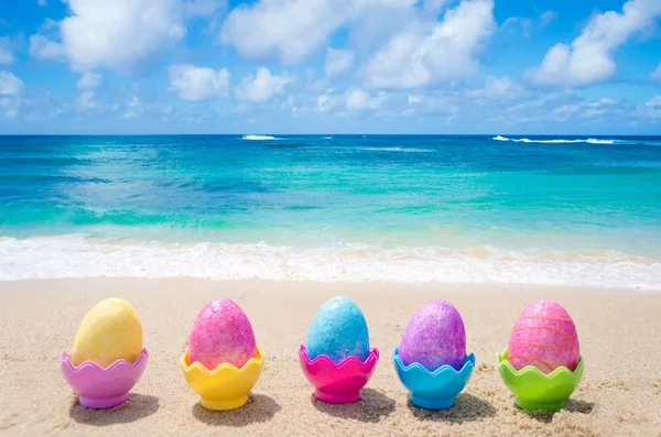 Easter eggs on the beach — Stock Photo, Image