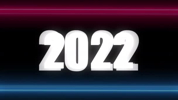 Happy New Year 2022 Text Animation 2022 Dark Background Neon — Stock Video