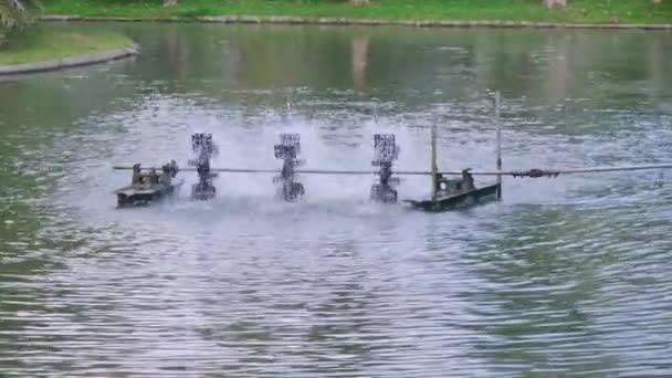 Αεροπόρος Paddle Τροχού Που Ενεργοποιείται Στη Λίμνη Για Την Αύξηση — Αρχείο Βίντεο