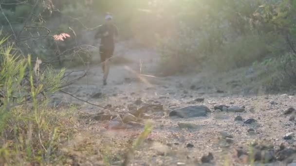Здорові Хлопчики Підлітки Бігають Лісовій Стежці Фізичних Вправ Молодий Спортсмен — стокове відео