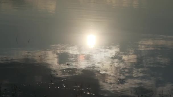 Stín Západu Slunce Odrážel Hladině Jezera — Stock video