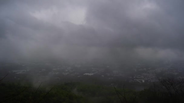 Time Lapse Overcast Skies Rain Storms Doi Suthep Viewpoint Morning — Stock Video