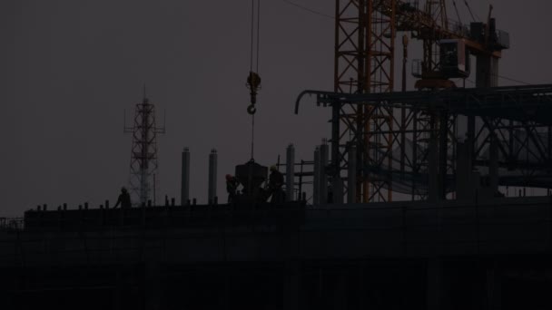 Time Lapse Large Construction Site Many Busy Cranes Workers Working — Stockvideo