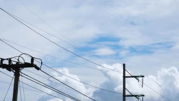 Time Lapse Dramatic Skies Black Clouds Electric Poles Wires Dark — Vídeos de Stock