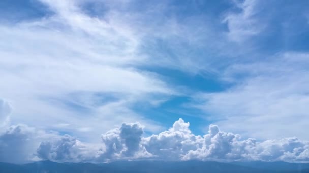 Aerial View Blue Sky White Clouds Summer Day Time Lapse — Stockvideo