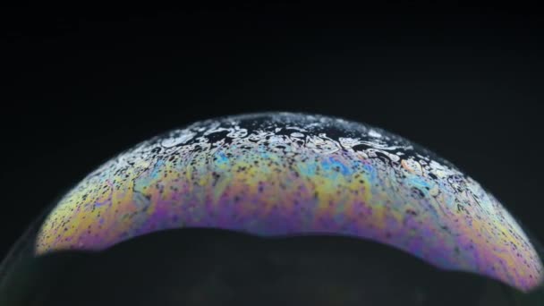 Mýdlové Bubliny Izolované Černém Pozadí Abstraktní Mýdlové Bubliny Barevnými Odrazy — Stock video