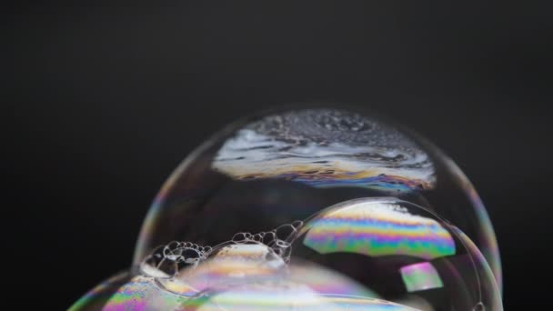 Soap Bubbles Isolated Black Background Abstract Soap Bubbles Colorful Reflections — 图库视频影像