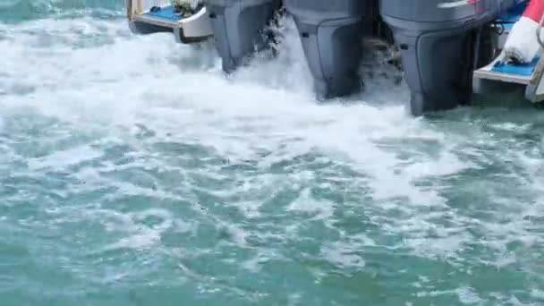 Close Waves Splashing Speedboat — Stockvideo