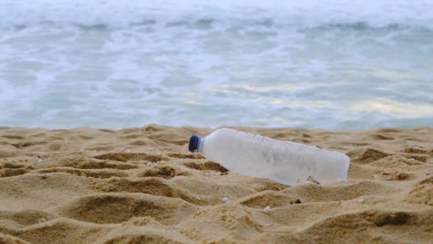 Woman Cleaning Plastic Beach People Voluntarily Clean Nature Plastic Concept — Stock video