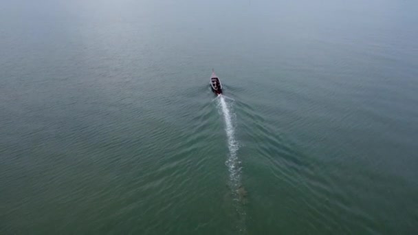 Aerial View Drones Fishing Boats Shore Low Tide Top View — Video