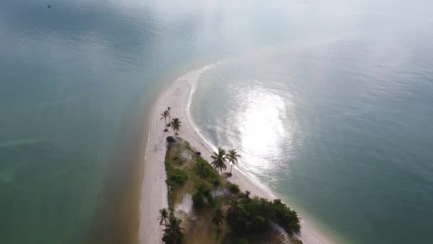 Beautiful Aerial View Sandy Beach Jutting Out Sea Lush Tropical — Stock videók