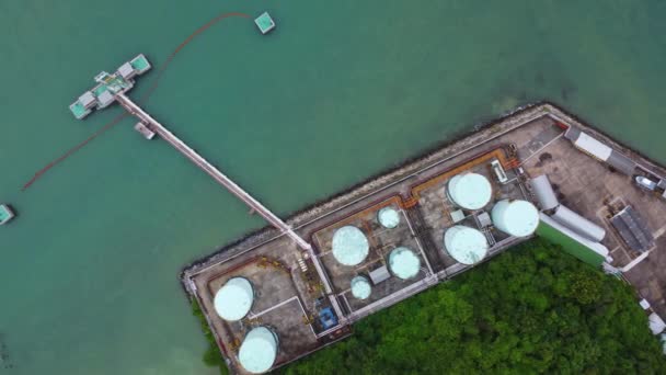 Aerial View Drone Wharf Terminal Storage Tanks Industrial Plants Oil — Wideo stockowe